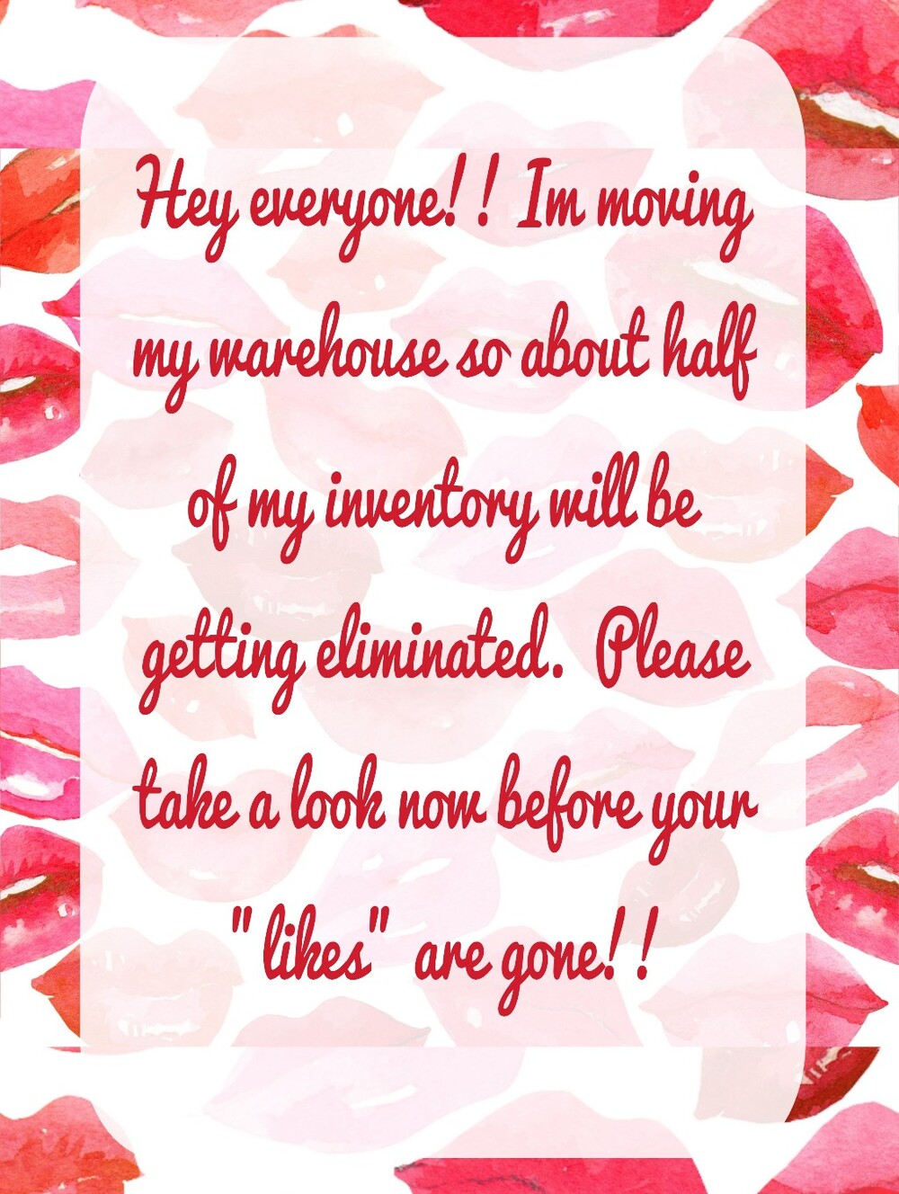 Hey everyone!! Im moving my warehouse so about half of my inventory will ....